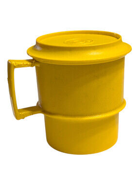 Vintage Tupperware Yellow 8 oz Stackable Mug Replacement 1312 w/ 1313 Coaster